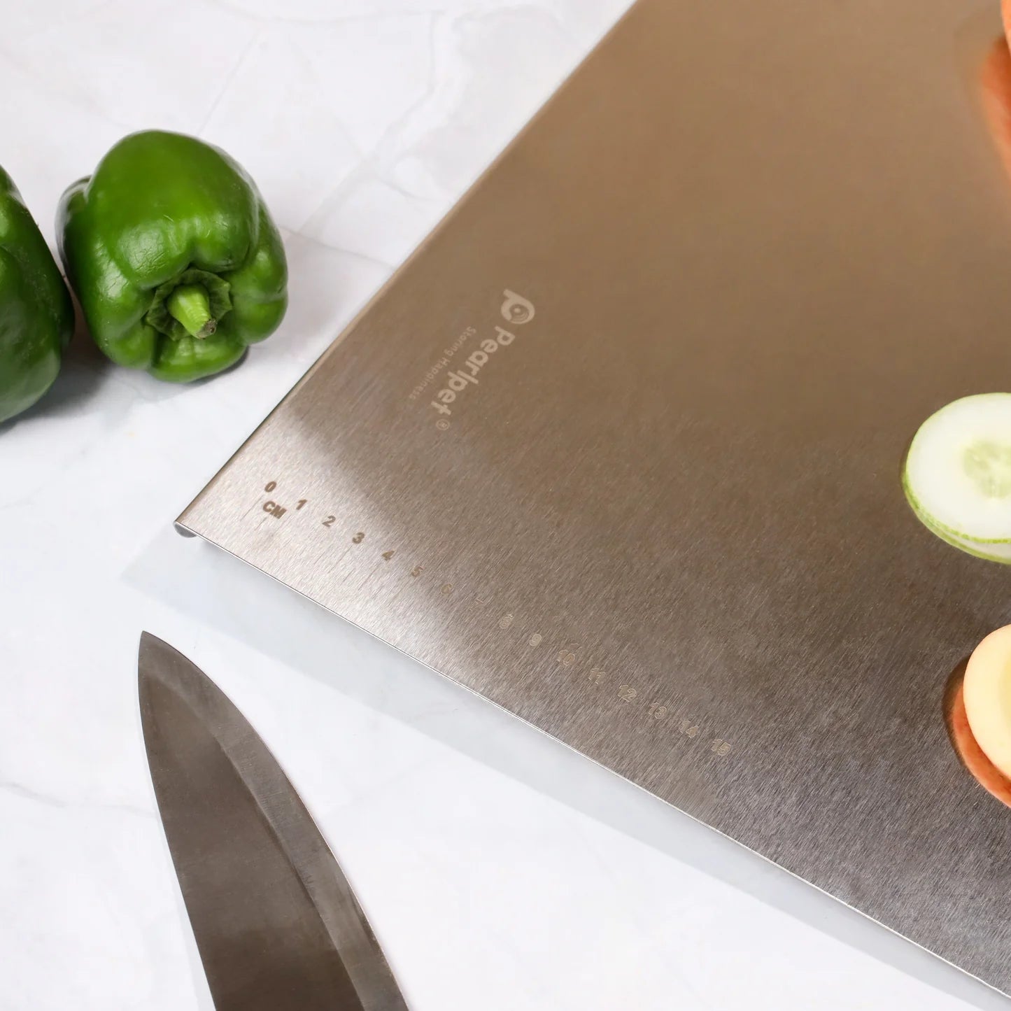 Premium Stainless Steel Chopping Board | Non Slip| Rust Proof | Easy to use| Round Edge| For Cutting Vegetables, Meat,Fish,Fruits | Medium | 35 x 31 cm