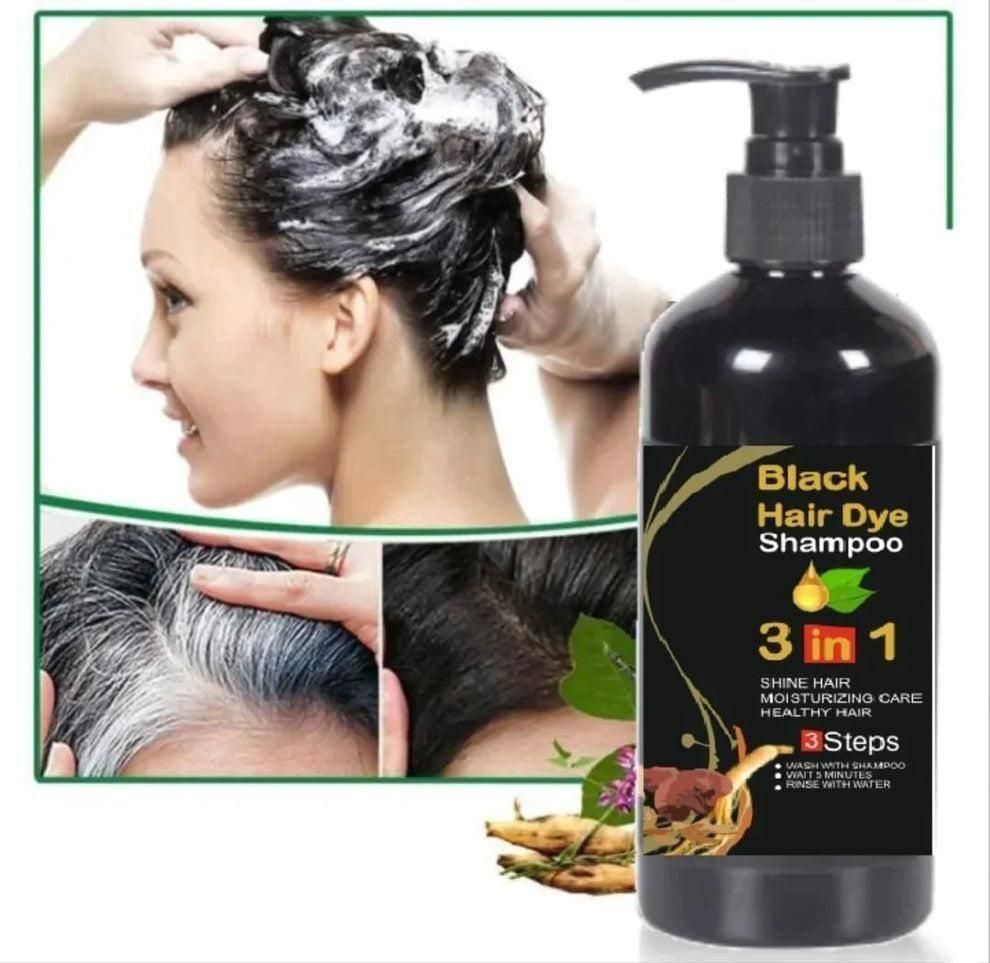 Unisex Instant Black Herbal Hair Dye Shampoo for Grey Hair Coverage Shampoo 3 in 1(100ml) Pack Of 2 - ViralBuy