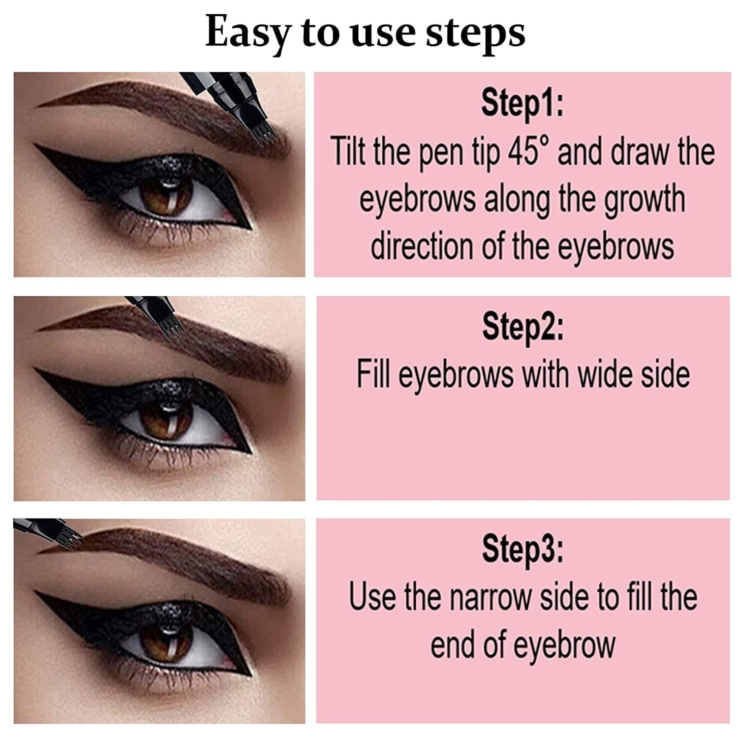 Waterproof 4 Points Microblading Eyebrow Pen with a Micro-Fork Tip Applicator - ViralBuy